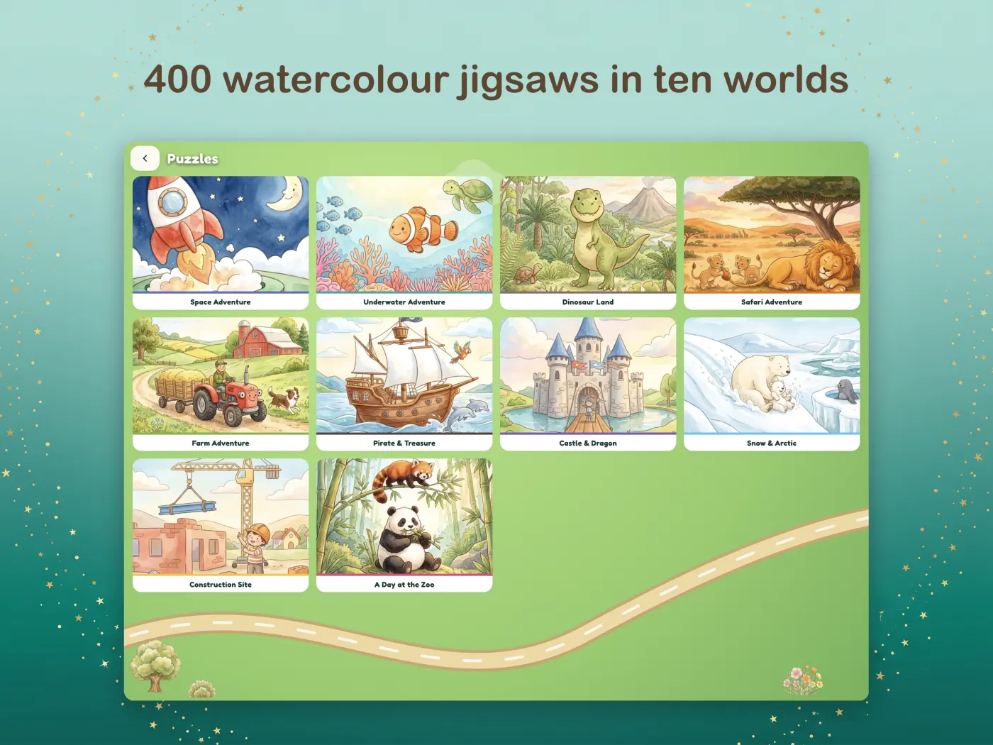400 watercolour jigsaws in ten worlds