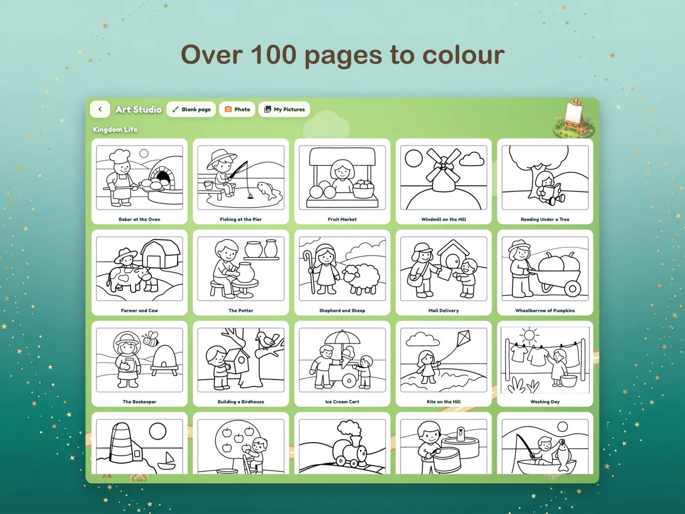 Over 100 pages to colour
